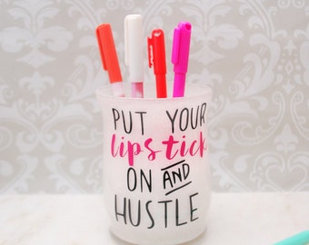 Desktop Organizer, Makeup Brush Holder, Desk Organizer, Desk Accessory, Makeup Brush Storage, Pen Holder, Organizers, Lipstick And Hustle