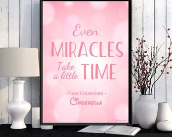 Disney poster, Disney quote, Cinderella, Kids poster, Girl room decor, Disney princess, Kids decor, Nursery print, Cinderella Disney gift