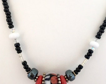 LAMPWORK BORO BEAD "Butterfly Wing" Necklace (Handcrafted)