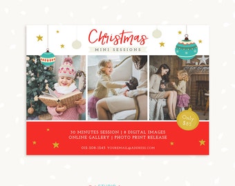 Christmas Mini Session Template, Christmas marketing board, Photography marketing, Photoshop template, Christmas template, Mini sessions