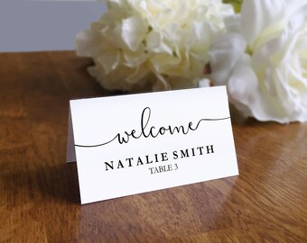 Printable Place Cards, Editable Place Cards, Wedding Place Cards, Escort Card, Flat, Folded, Instant Download, Adobe PDF, Calligraphy, PPS02