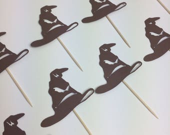 Harry Potter Sorting Hat Cupcake Toppers ~ party ~ birthday ~ Harry Potter ~ Sorting Hat ~ toppers ~ shower ~ food pick