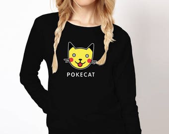 Pokemon Sweatshirt, Pokemon Sweater, Pokemon Outfit, Pikachu Shirt, Popular gift, Pokemon, Pokemon cat, Cotton, Cat Shirt, Pikachu Costume