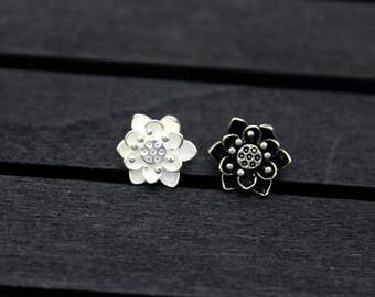 2 sterling silver lotus charm, sterling silver lotus pendant,Sterling Silver lotus flower,yoga jewelry