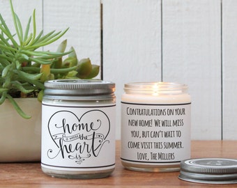 Home is Where the Heart is Candle Gift - Scented Soy Candle Greeting - New Home Gift | Housewarming Gift | Friend Gift | Custom Candle