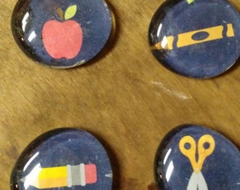 Teacher Magnets - Scissor Magnet - Apple Magnet - Pencil Magnet - Crayon Magnet - Gift Giving
