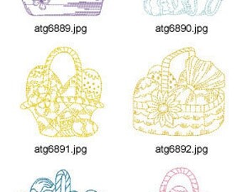 One-Color-Pastel-Easter-Basket ( 10 Machine Embroidery Designs from ATW ) XYZ17C