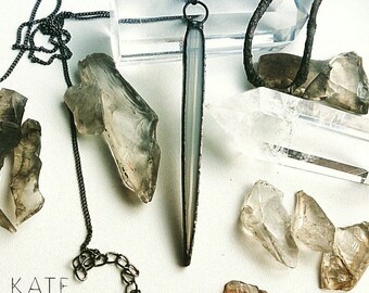 Smoky lance necklace, witch necklace, wiccan necklace, wicca necklace, minimalist necklace, occult necklace, pagan necklace, gothic necklace