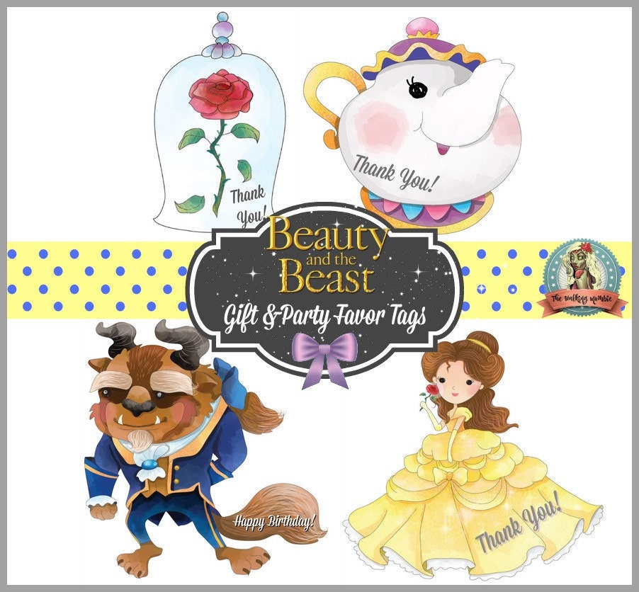 Beauty and the Beast Thank You Tags Beauty and the Beast