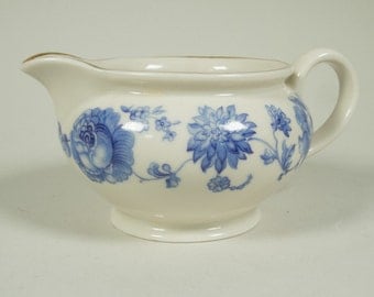 RESERVED - Milk jug, Suisse Langenthal, blue and white, porcelain, flowers