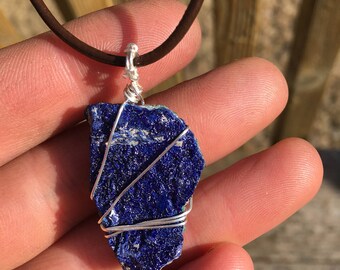 Blue Azurite Crystal Necklace