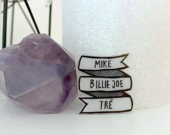 Green Day members / Billie Joe Armstrong, Mike Dirnt, Tré Cool pin