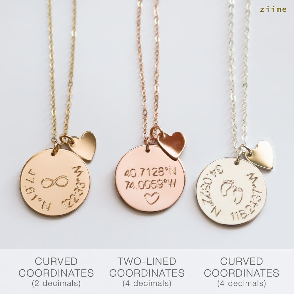 Coordinates Disc Necklace Coordinates Disk Necklace Latitude