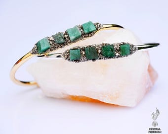 Raw Emerald Bracelets - May Birthstone Jewelry - Emerald Bracelets - Raw Emerald Jewelry - Healing Crystal Bracelet May Birthstone Bracelet