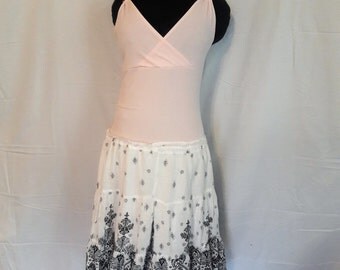Short Boho Upcycled Dress, Eco friendly dress, Pink and Black Boho Dress