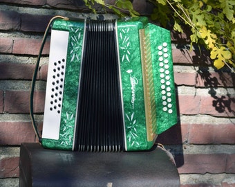 Vintage Soviet concertina, Vintage accordion player, Antique musical instrument, Concertina, Melodic concertina, Vintage harmonica