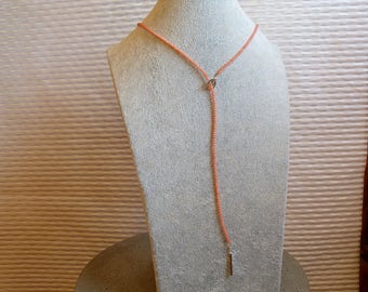Coral branch necklace 2 mm, apricotfarben in new design with sterling silver