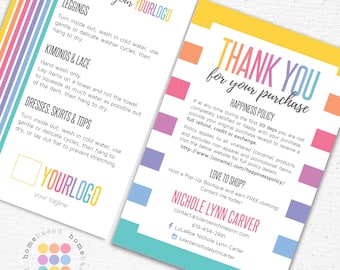 Thank You Care Card Postcard designed for Consultants | 4x6 Print at Home | Care Instructions | New Happiness Return Policy | DIY