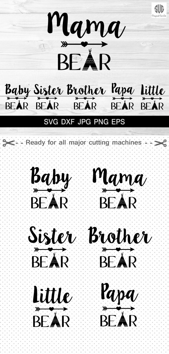 Download Bear family text Mama bear arrow svg Papa Baby Brother