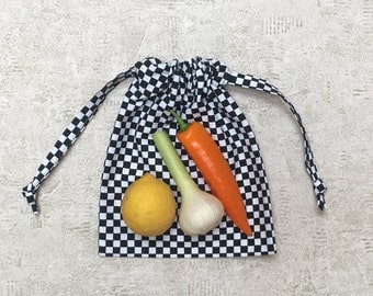 smallbags canvas checkerboard black and white - 2 sizes - cotton bags - zero waste