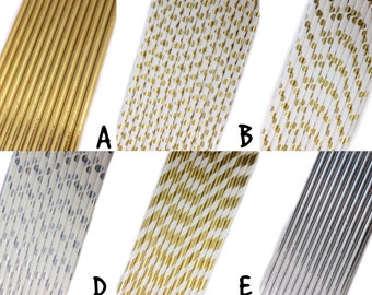 Metallic Cake Pop Sticks/ Paper Straws (Striped, Hearts, Solid, Polka Dots), 25 pcs