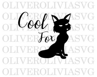 Cool Fox Svg Cutting File Fox Svg Fox Bday Cutting File Silhouette Cutting File Cricut Cutting File SVG DXF PNG Files Fox Silhouette