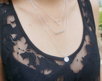 Delicate Layered Necklaces Set/ Layering Necklaces/ Layered Set of 3 Necklaces/ Dainty Minimal Necklaces/