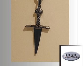925 Silver antiqued Dagger pendant
