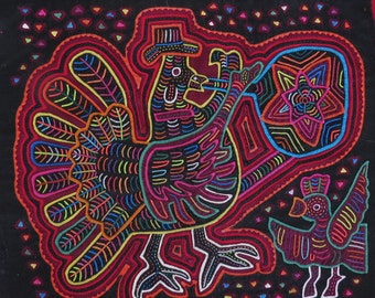 Kuna Mola Print - Mola Print Rooster - Original Mola