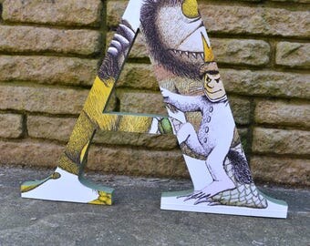 Where The Wild Things Are Freestanding Letter,Personalised Wooden Name,Nursery Birthday Gift,Maurice Sendak,Wooden Name Plaque,Wild Rumpus