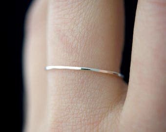 Ultra Thin Sterling silver stacking ring, One Single ring, single silver ring, silver stack ring, stackable ring, hammered silver ring