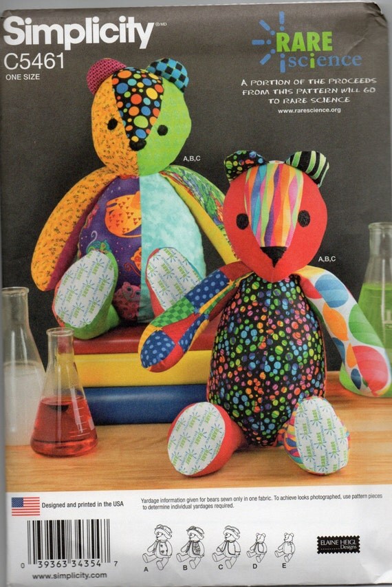 Simplicity 5461 Bear Sewing Pattern Uncut