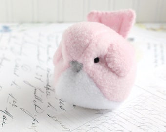 Kids Light Pink Bird Stuffed Animal Childrens Handmade Plush Toy