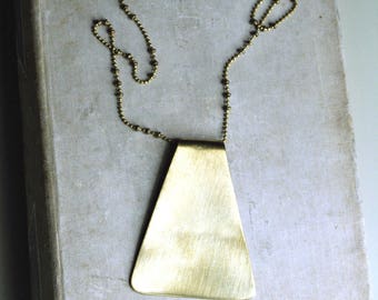 Geometric Necklace, Brass Trapezoid, Long Necklace, Layering Necklace, Bohemian Style