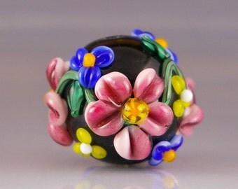 Lampwork Beads, Lampwork Focal Bead, lampwork Floral Bead