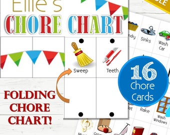 EDITABLE Chore Chart and 16 Chore Cards - INSTANT DOWNLOAD