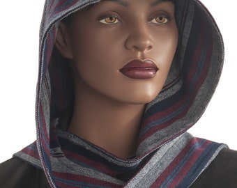 Bold Mixed Stripes Hood Wrap Scarf Head Hoodie Wrap Scarf Handmade