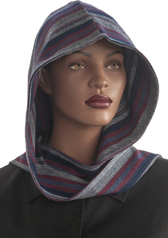 Bold Mixed Stripes Hood Wrap Scarf Head Hoodie Wrap Scarf