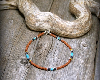 Tribal Bracelet, Native American Bracelet, Southwest Bracelet, Seed Bead Bracelet, Minimalist Bracelet, Tribal Jewelry, Ankle Bracelet