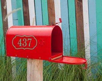 Mailbox Number with Border Vinyl Decal, House Number Decal, Curb Appeal, Mailbox Decal