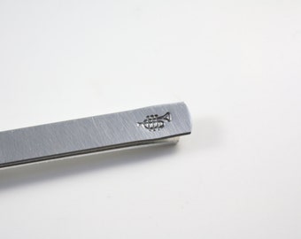 Trumpet Tie Bar - Trumpet Tie Clip - Music Tie Bar - Music Tie Clip - Hidden Message - Musician Gift - Music Lover Gift - Band Tie Bar