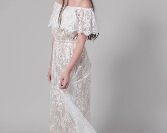 Wedding Dress, Dress, Bridesmaid Dress, Boho Wedding Dress, Maxi Dress, Lace Wedding Dress, Off the Shoulder Dress, A Wedding Dress, Chantel