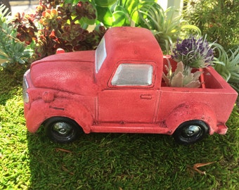 Mini Red Truck, Old Fashioned Pickup, Fairy Garden Accessory, Miniature Gardening, Home & Garden Decor, Topper, Planter