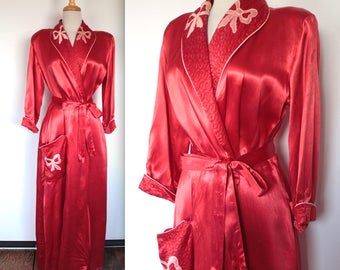 Red satin robe | Etsy