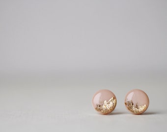 BUY 2 GET 1 FREE Beige Gold Foil Shimmering Stud Earrings