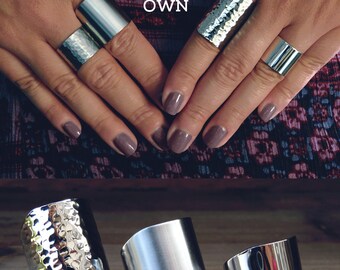 stainless steel ring cuff / statement ring / boho rings / tube ring / armor ring / chunky ring / wide cuff ring / long ring