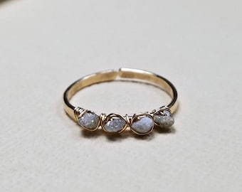 Rough Diamond Ring, Raw Diamond, Stacking Diamond Ring, Minimalist Diamond Ring, Uncut Diamond Ring: Delicate, Not For Every Day Use