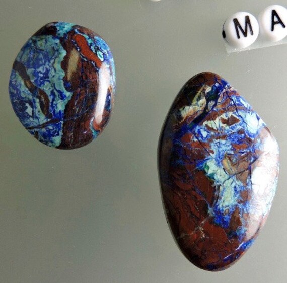 Bluebird Azurite Cabochons Chrysocolla and Cuprite by 49erMinerals