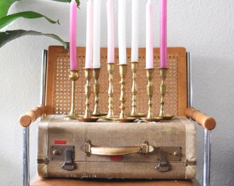 set of 8 solid brass ornate candle holders / instant collection