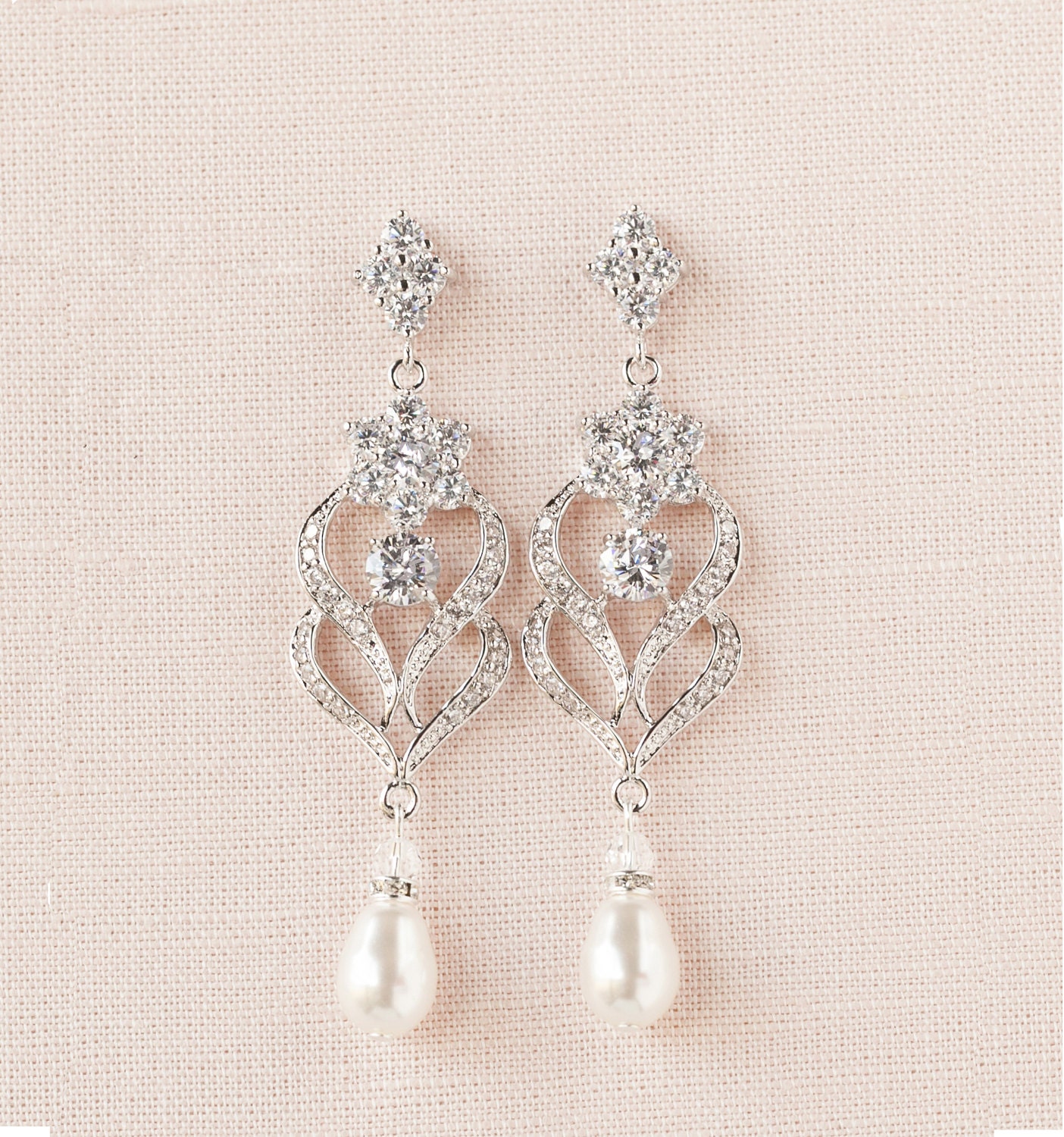 Bridal Earrings, Wedding Jewelry, Chandelier wedding earrings, Swarovski Crystal, Bridesmaids, Kathryn Crystal Earrings